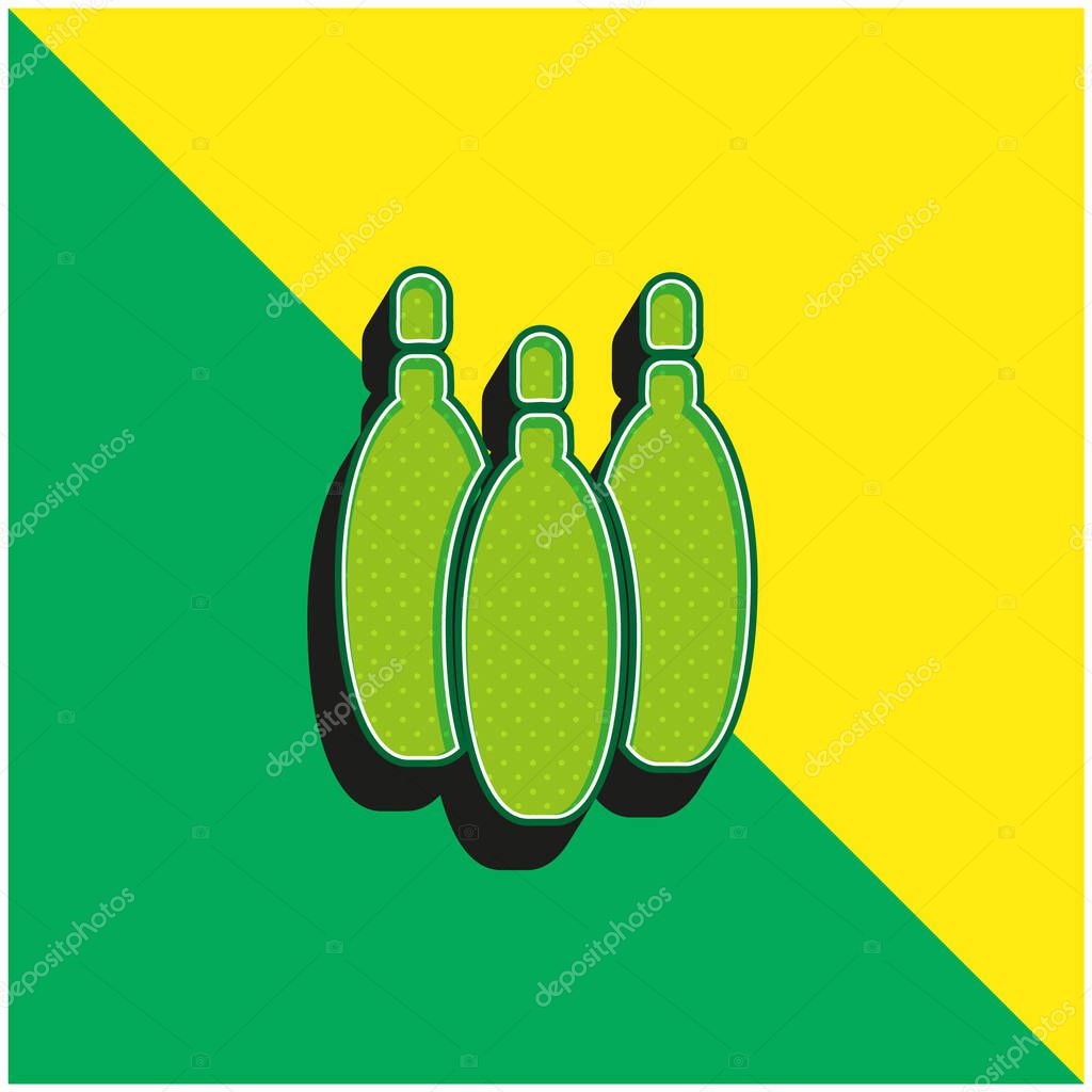 Bowling Pins Green and yellow modern 3d vector icon logo
