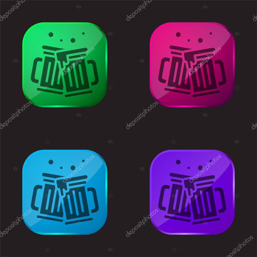 Beers four color glass button icon
