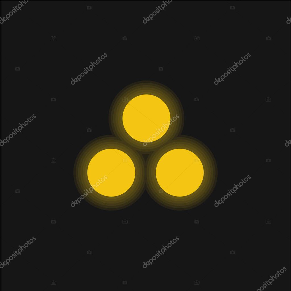 Ammunition yellow glowing neon icon