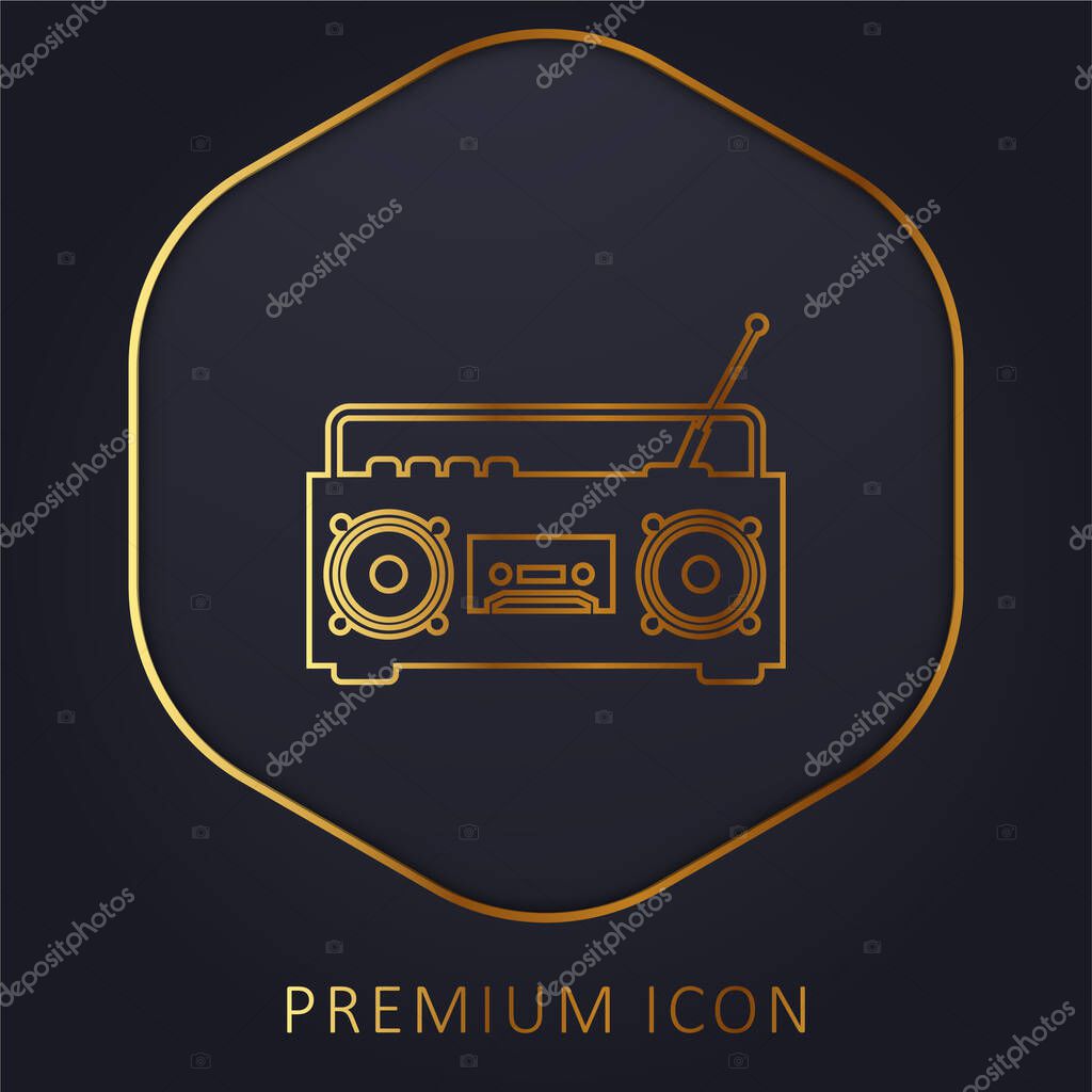 Boom Box Radio With Antenna golden line premium logo or icon
