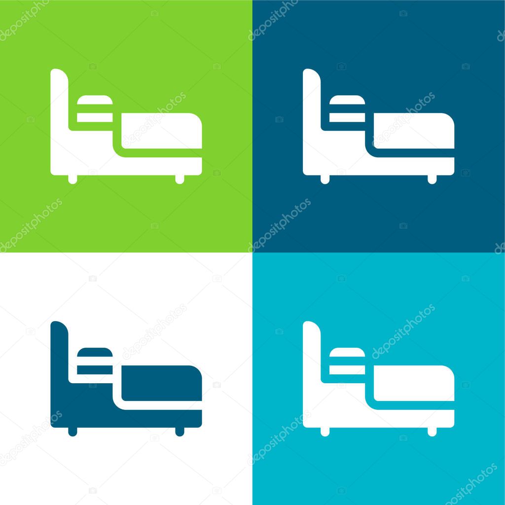 Bed Flat four color minimal icon set