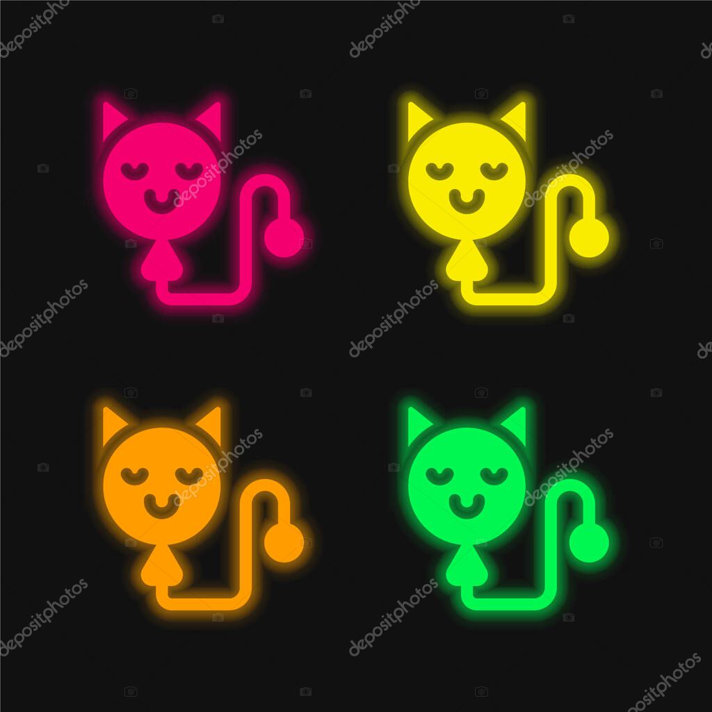 Balloon four color glowing neon vector icon