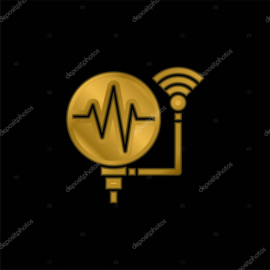 Assistant gold plated metalic icon or logo vector