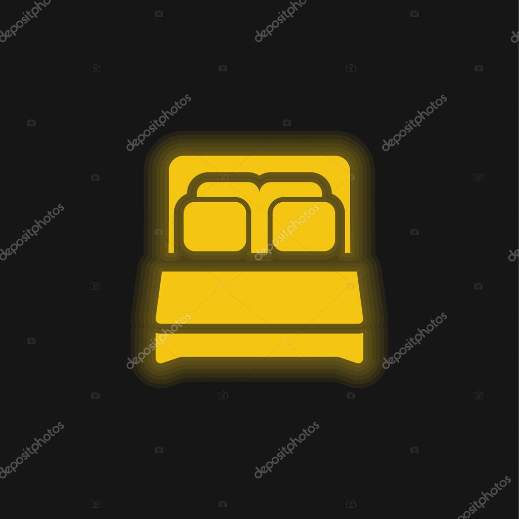 Bed yellow glowing neon icon