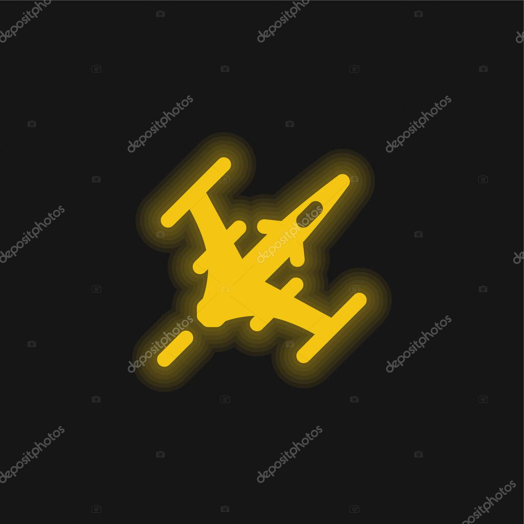 Attack Plane yellow glowing neon icon