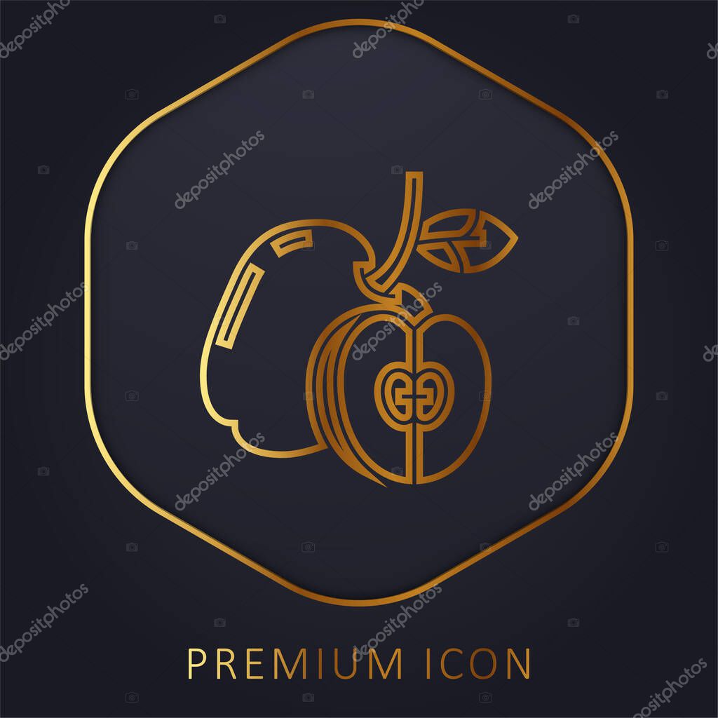 Apple golden line premium logo or icon