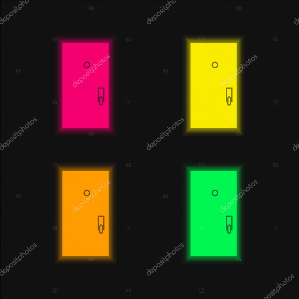 Black Door four color glowing neon vector icon