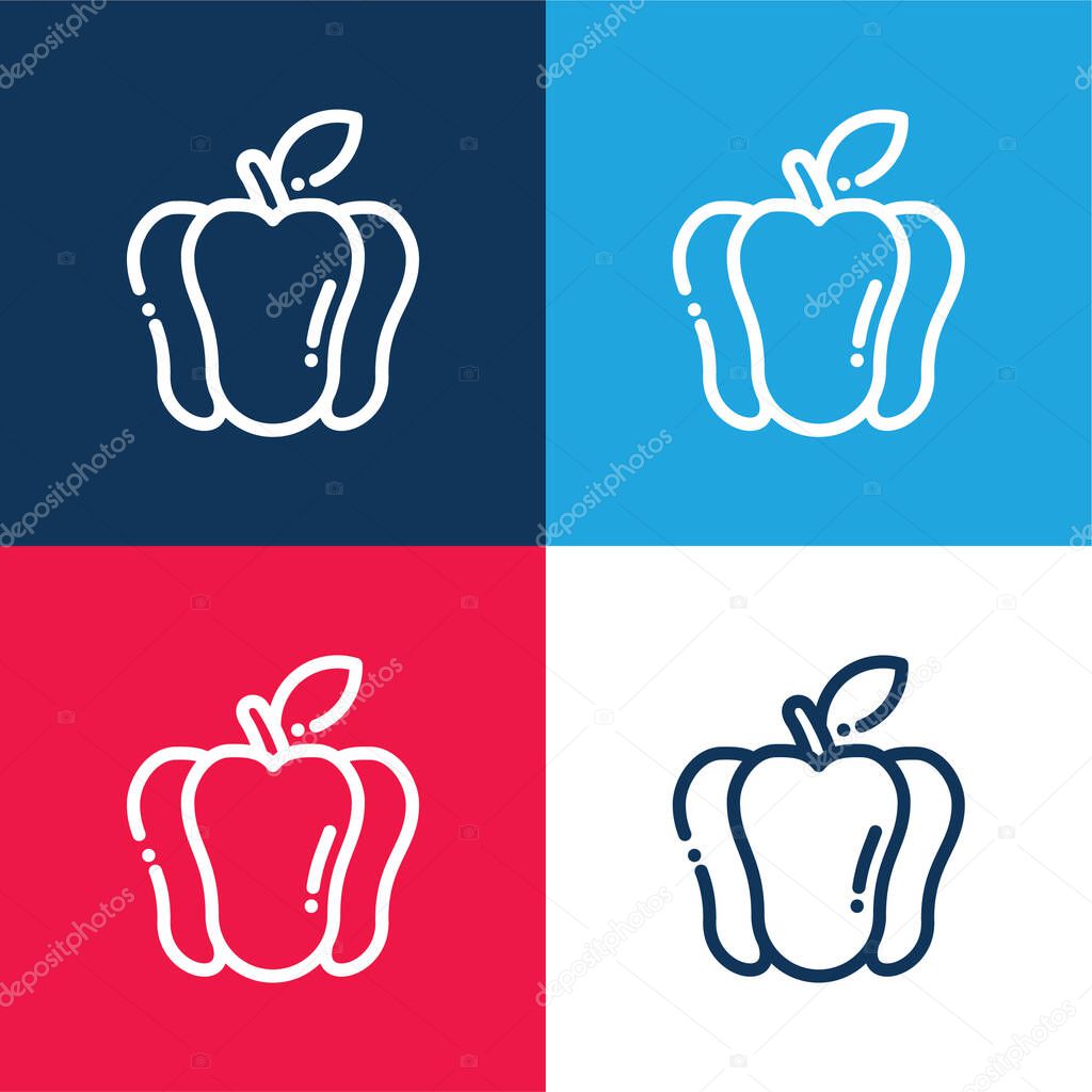Bell Pepper blue and red four color minimal icon set