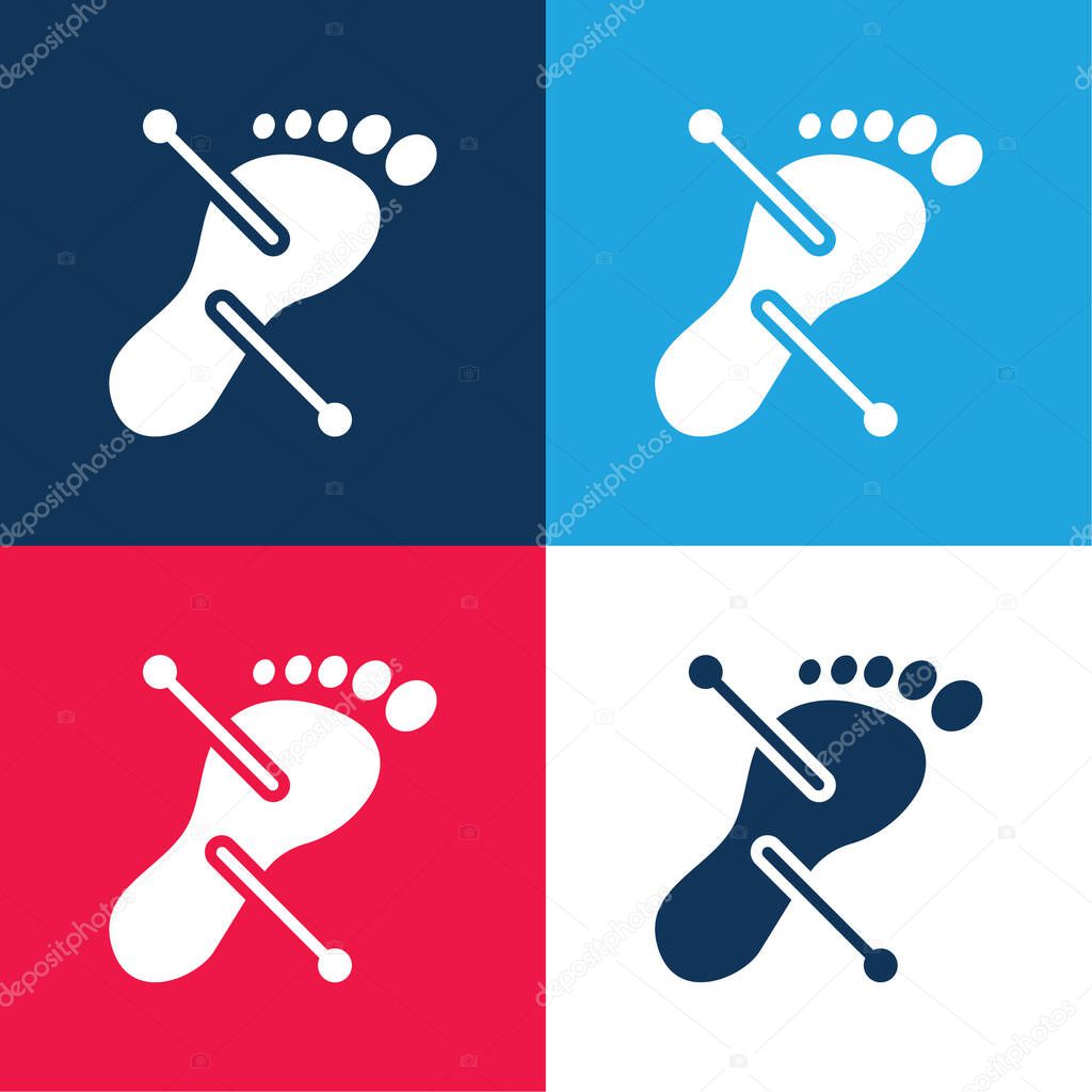 Acupuncture blue and red four color minimal icon set