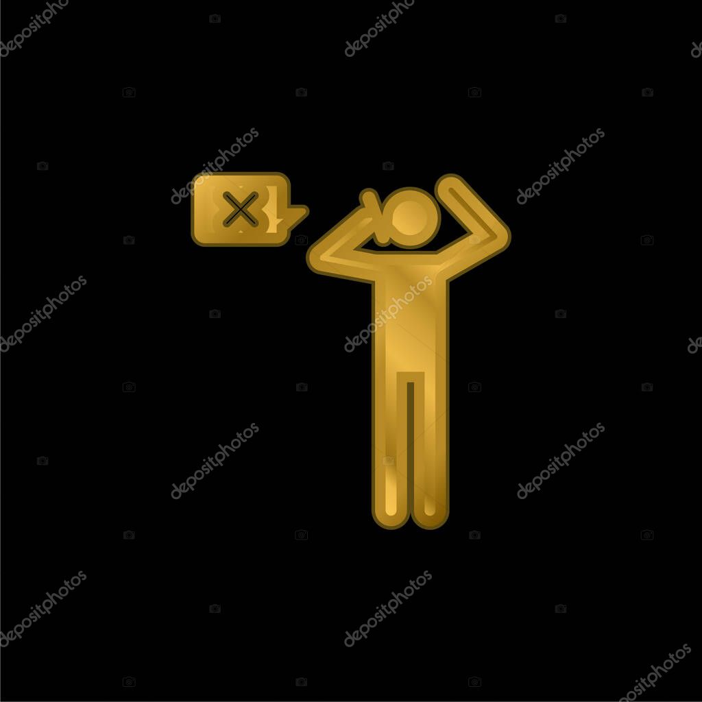 Bad Review gold plated metalic icon or logo vector