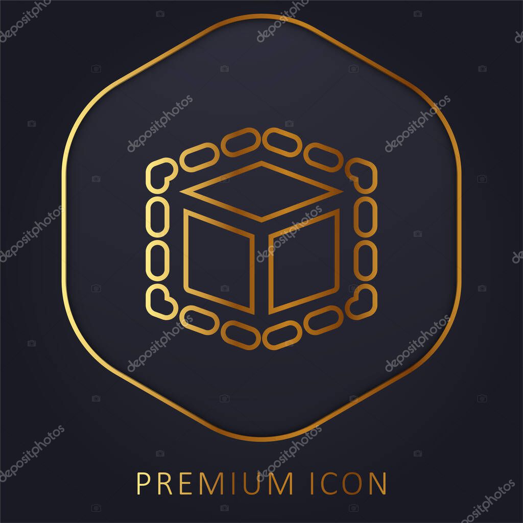 3d Modeling golden line premium logo or icon