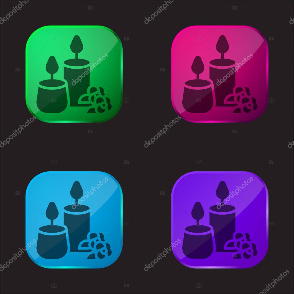 Aromatic Candle four color glass button icon