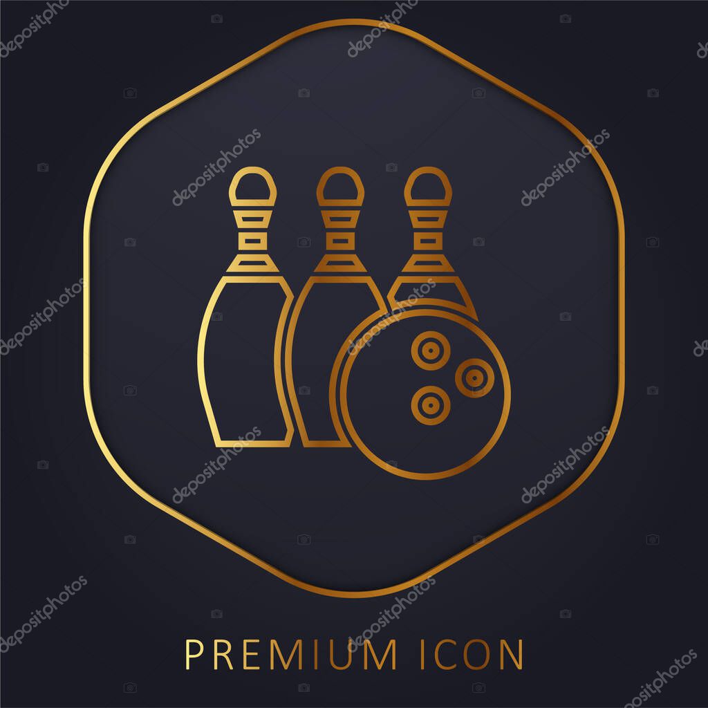 Bowling golden line premium logo or icon