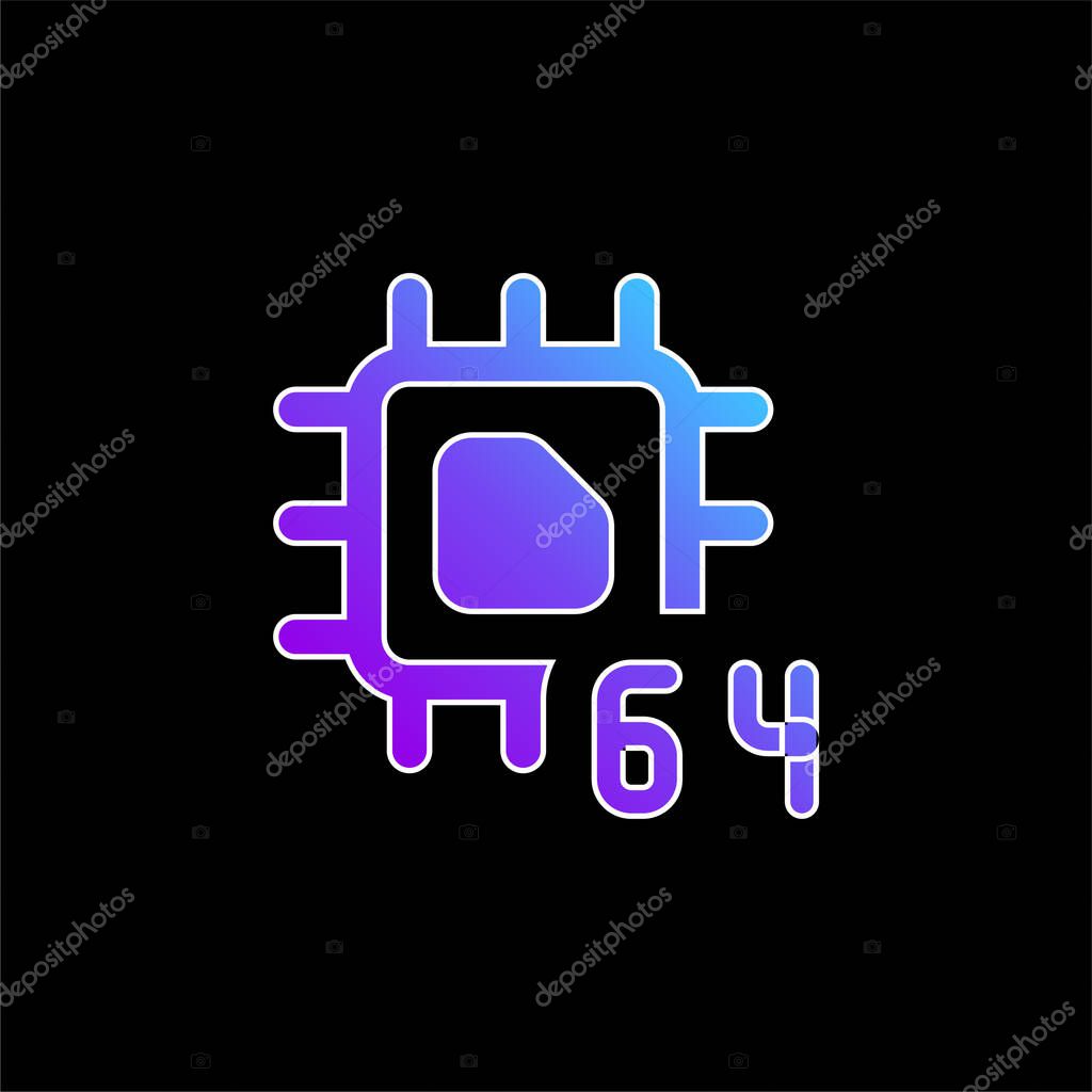 64 Bit blue gradient vector icon