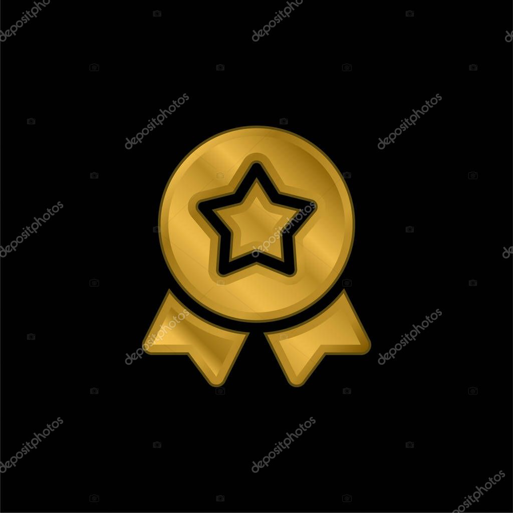 Badge gold plated metalic icon or logo vector