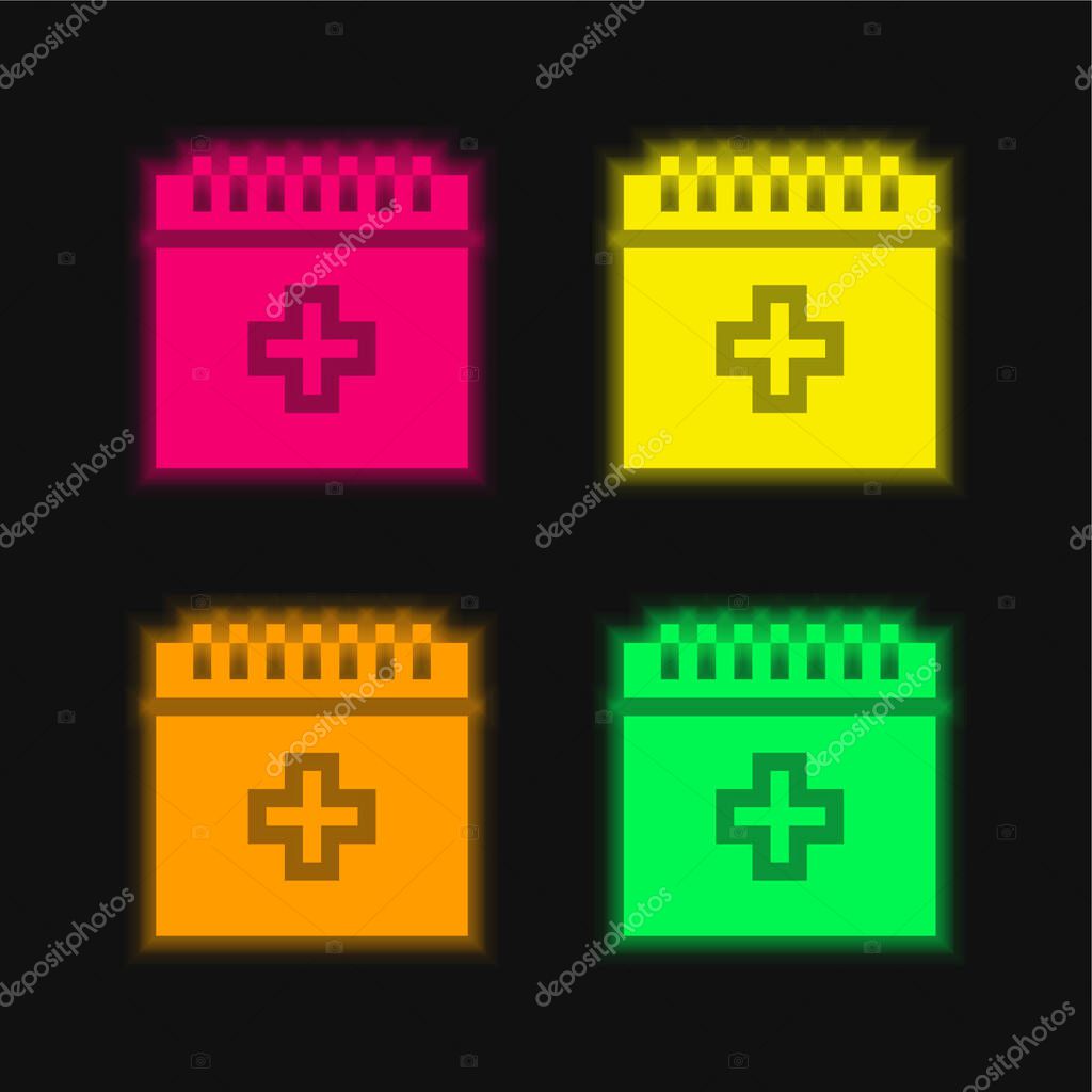 Blood four color glowing neon vector icon