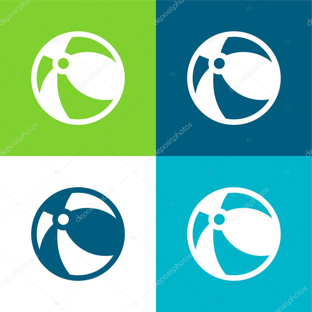 Ball Flat four color minimal icon set