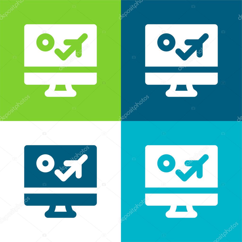 Booking Flat four color minimal icon set
