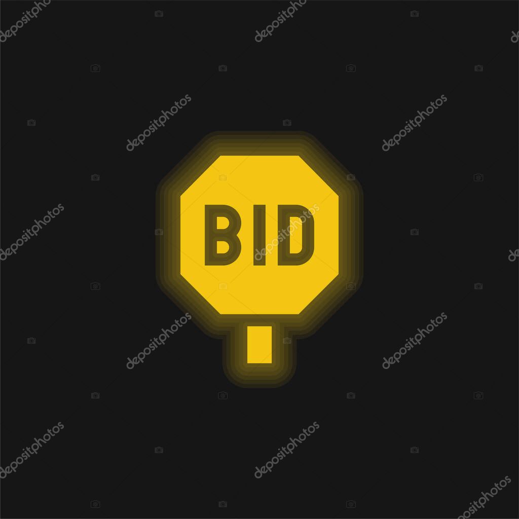 Bidding yellow glowing neon icon