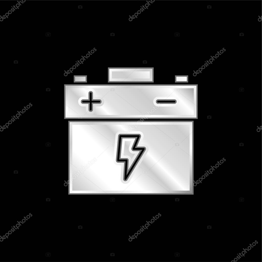 Battery silver plated metallic icon