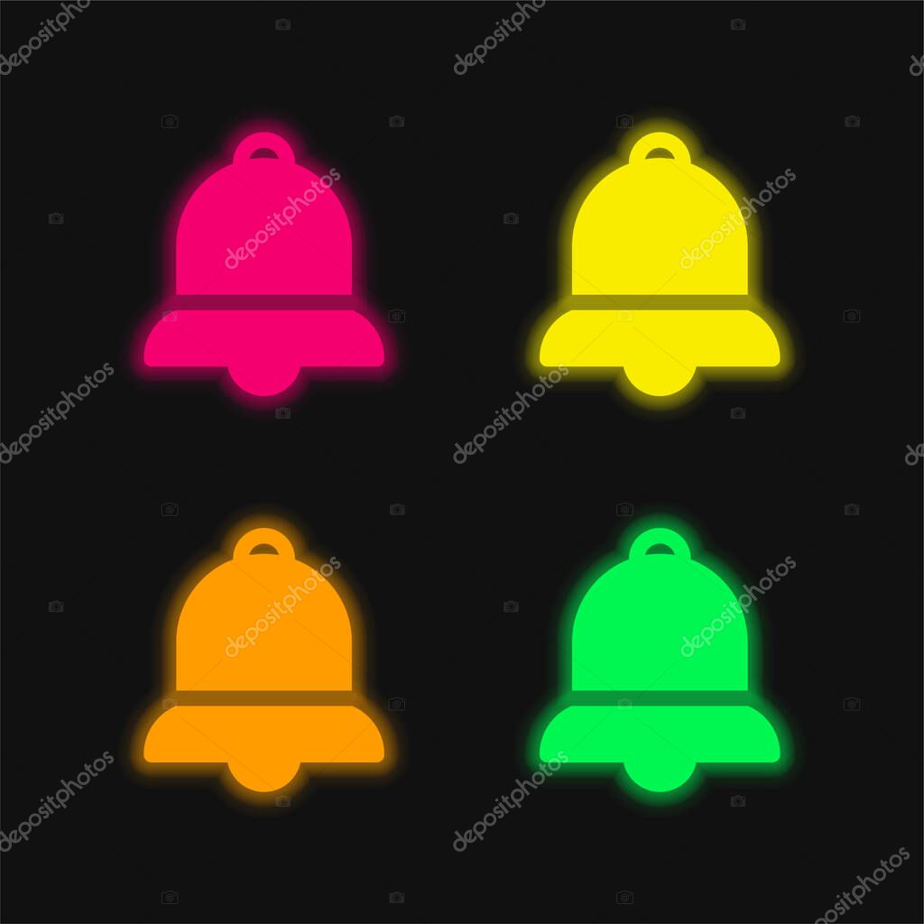 Bell four color glowing neon vector icon