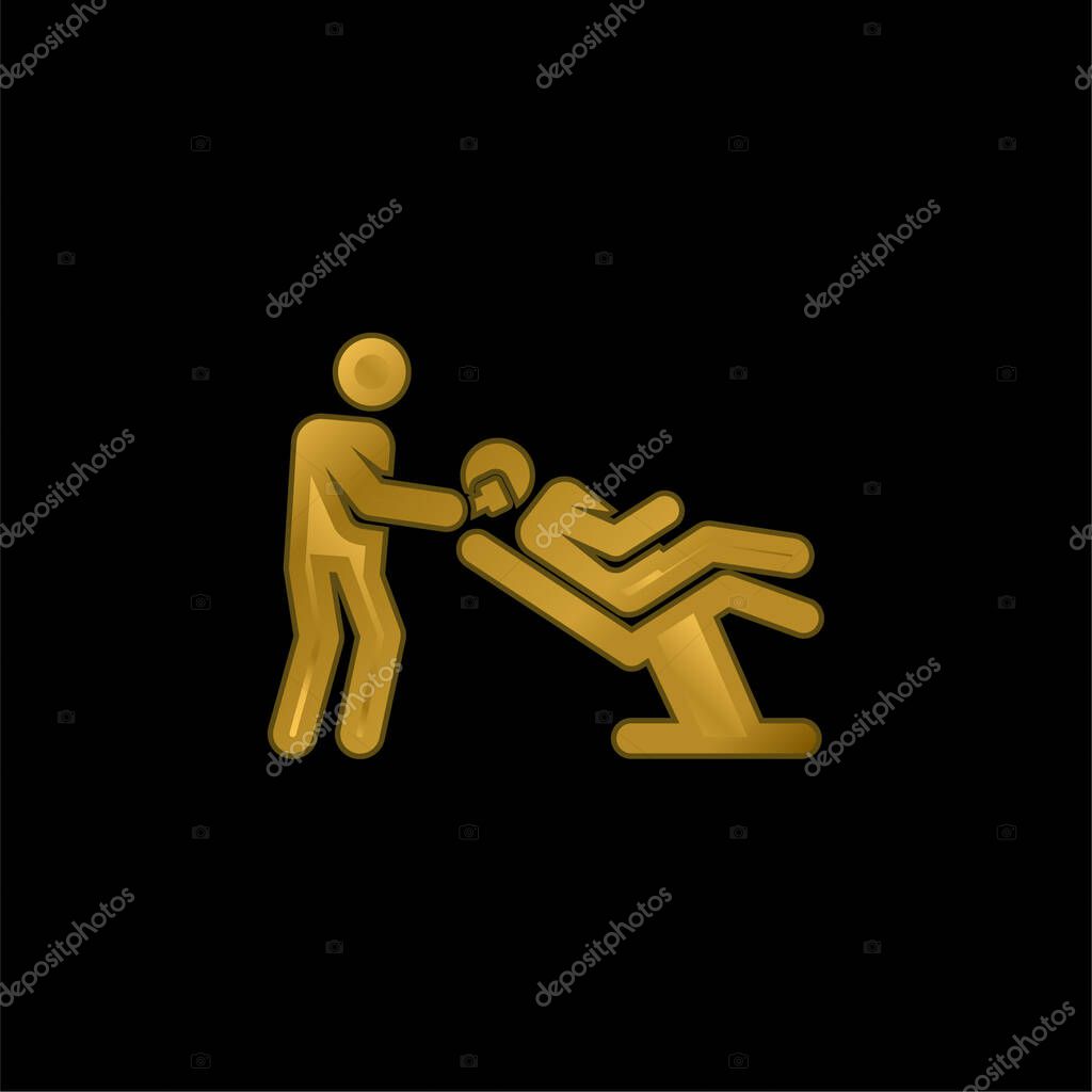 Barber gold plated metalic icon or logo vector
