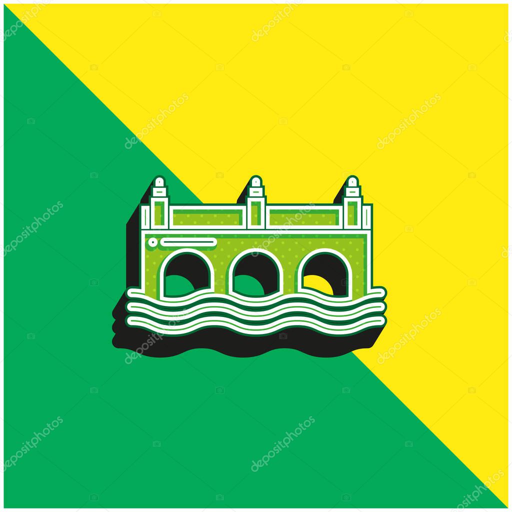 Bridge Green and yellow modern 3d vector icon logo
