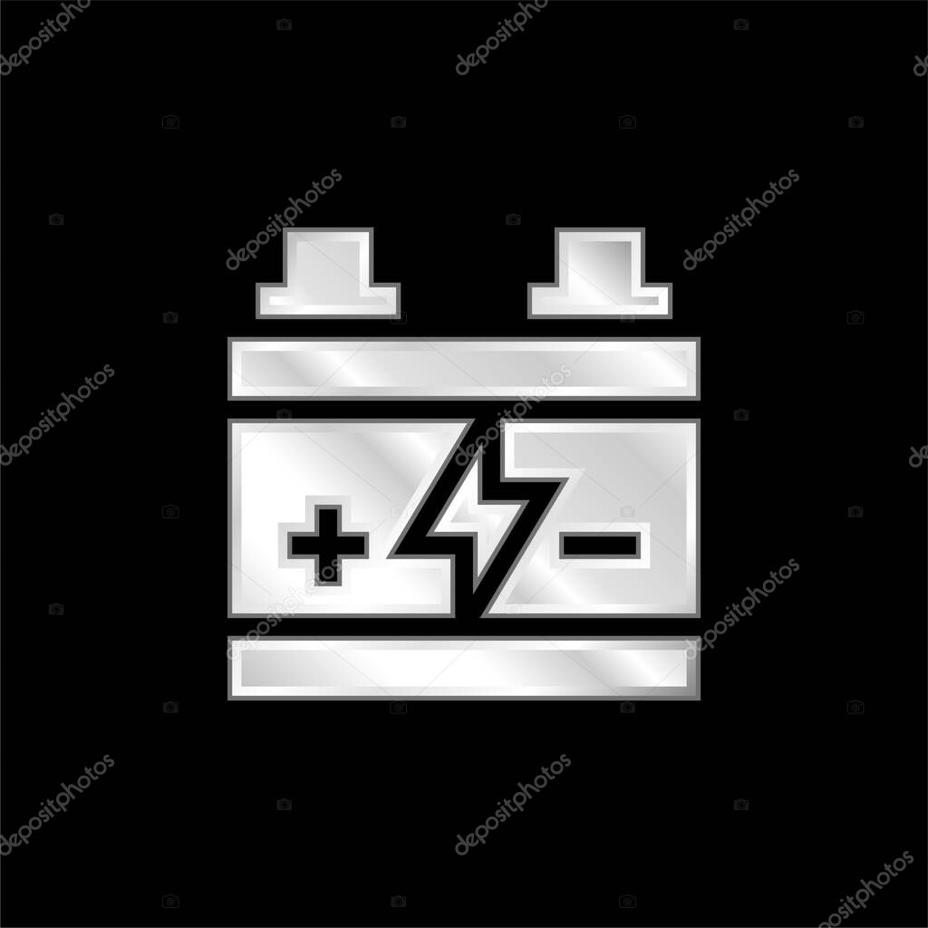 Battery silver plated metallic icon