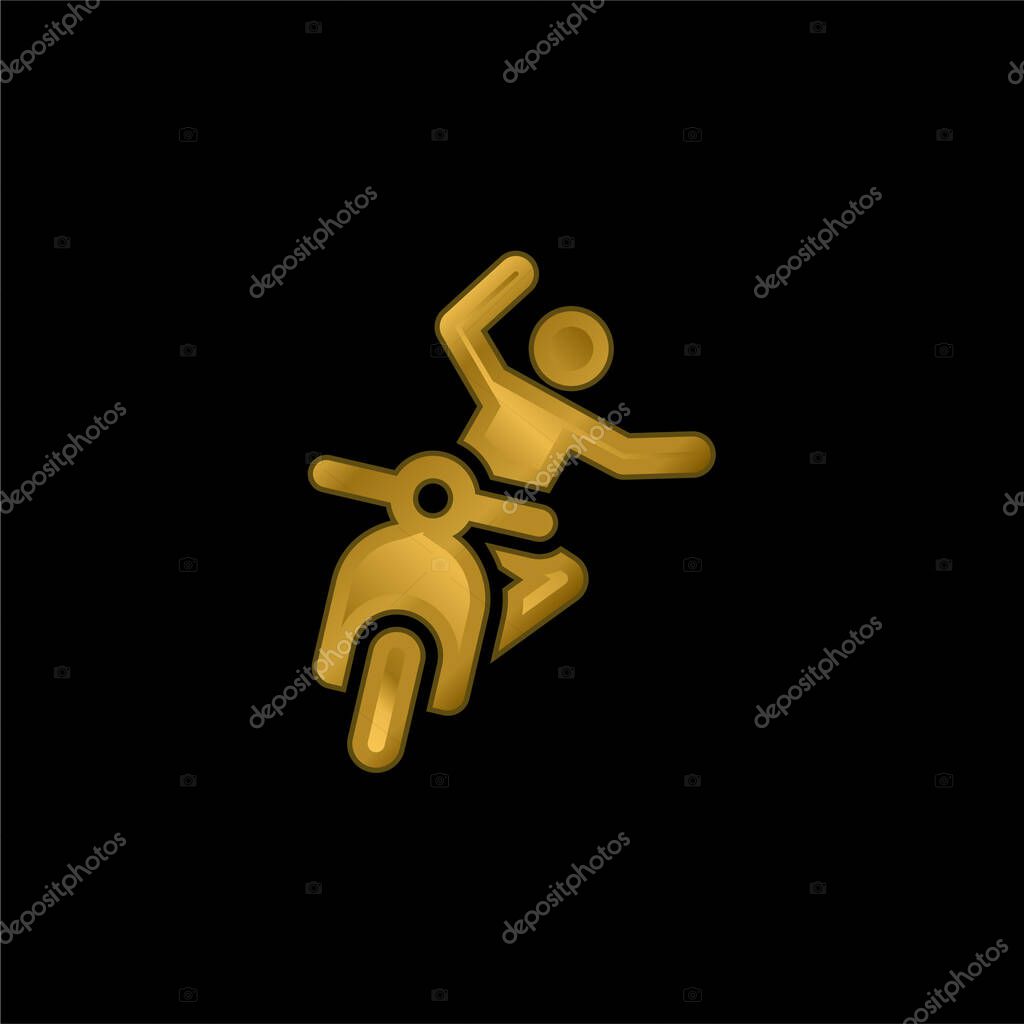 Accident gold plated metalic icon or logo vector