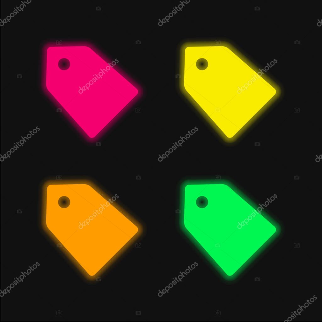 Black Label For Discounts four color glowing neon vector icon