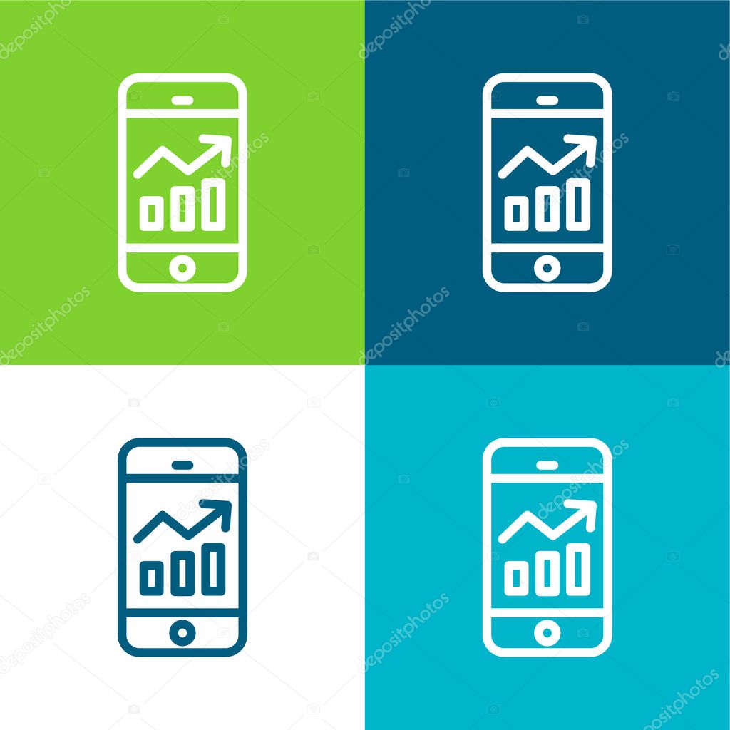 Analytics Flat four color minimal icon set