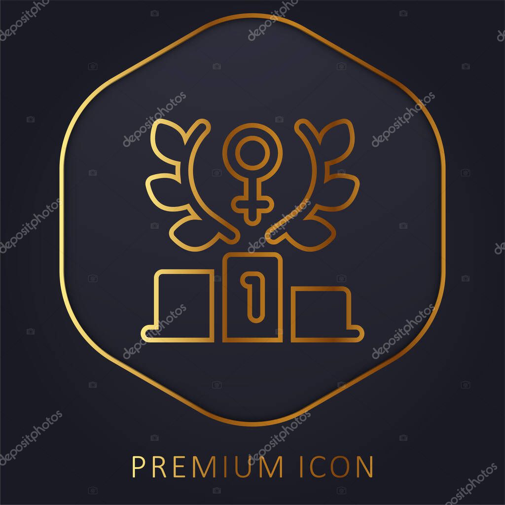 Achievement golden line premium logo or icon