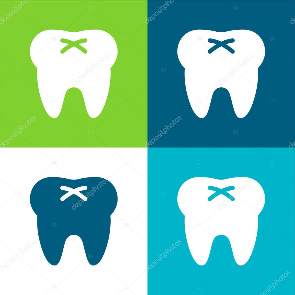 Big Tooth Flat four color minimal icon set