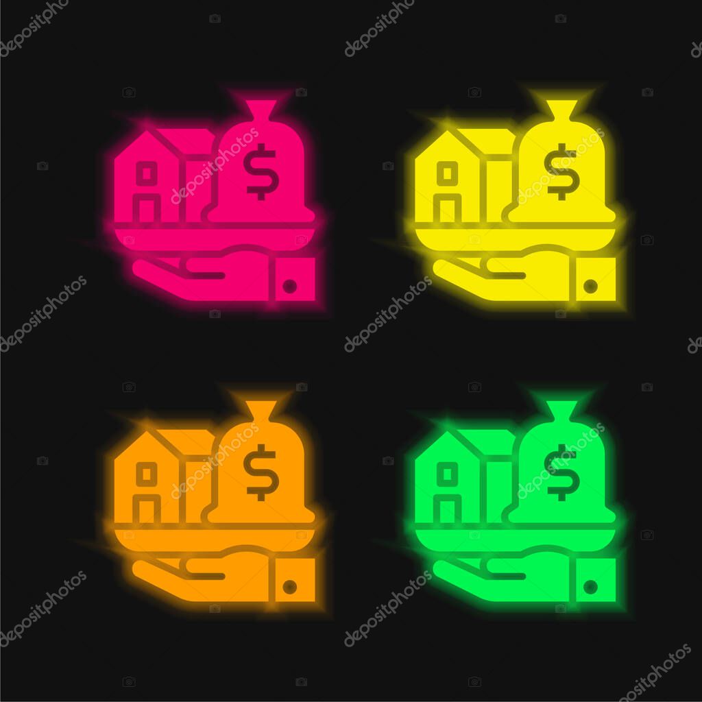 Asset four color glowing neon vector icon