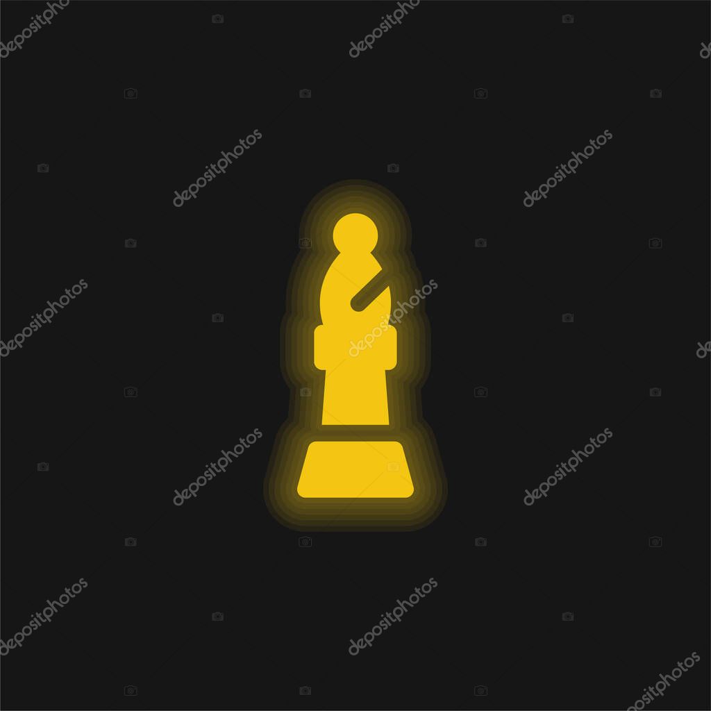 Bishop yellow glowing neon icon