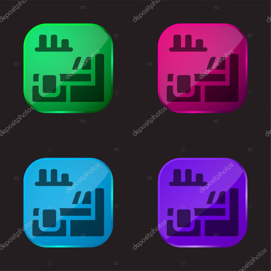 Bed four color glass button icon