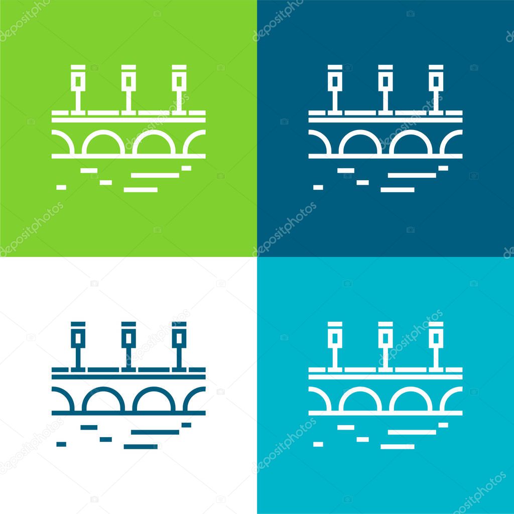 Bridge Flat four color minimal icon set
