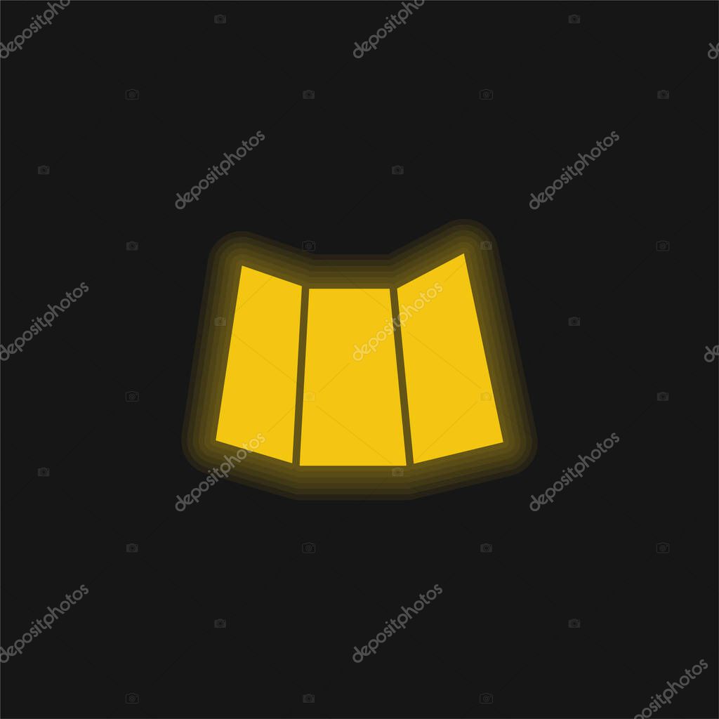 Black Printed Folded Paper yellow glowing neon icon