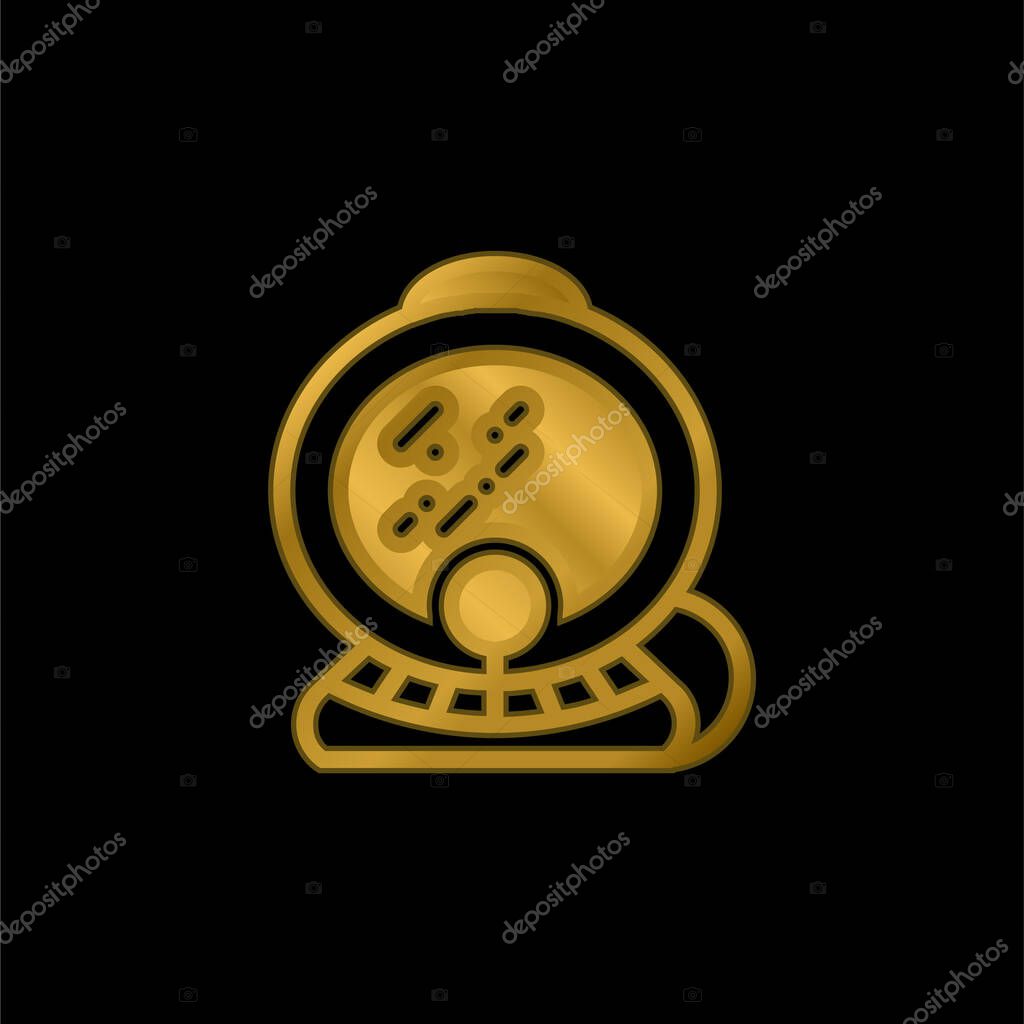 Aqualung gold plated metalic icon or logo vector