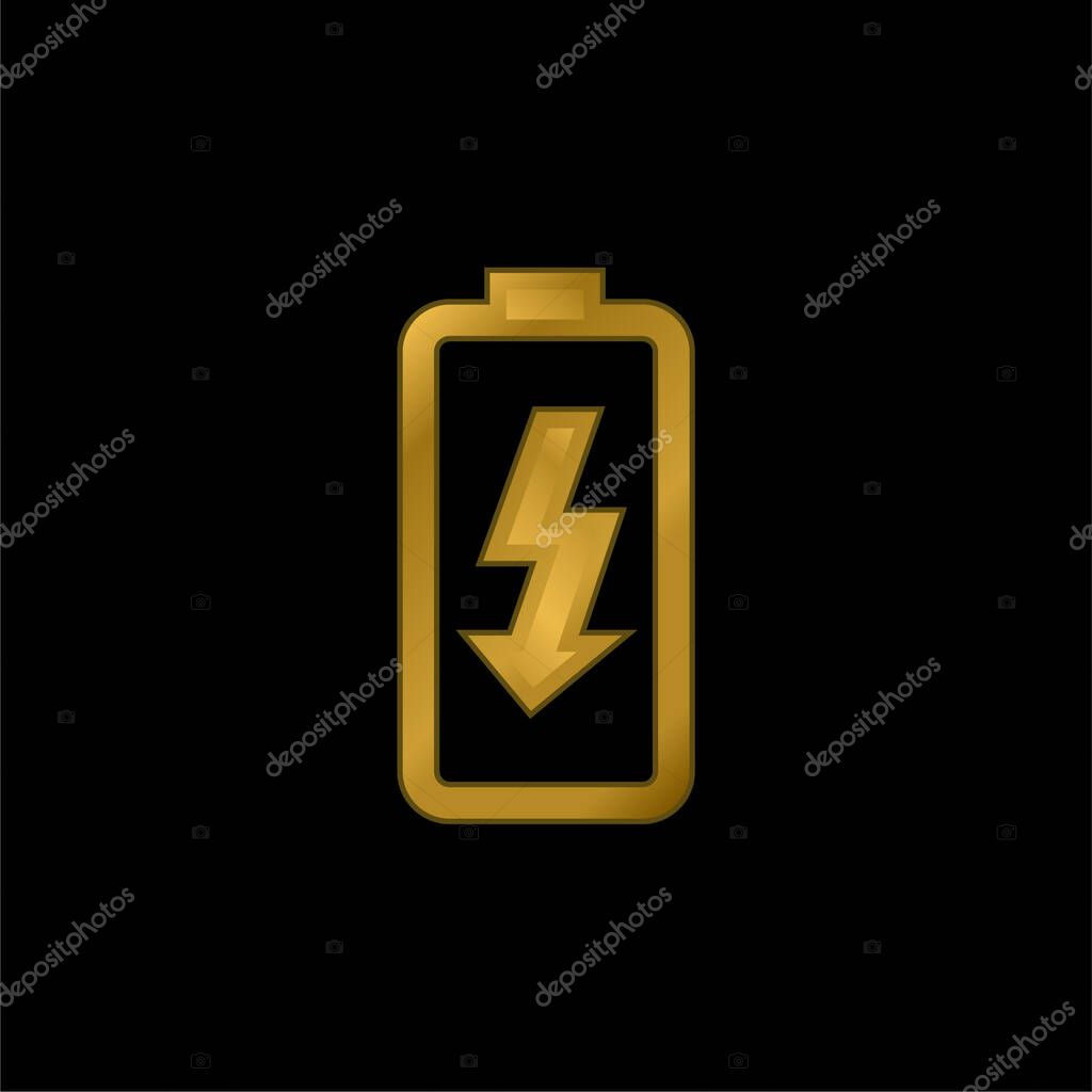 Battery Charge gold plated metalic icon or logo vector