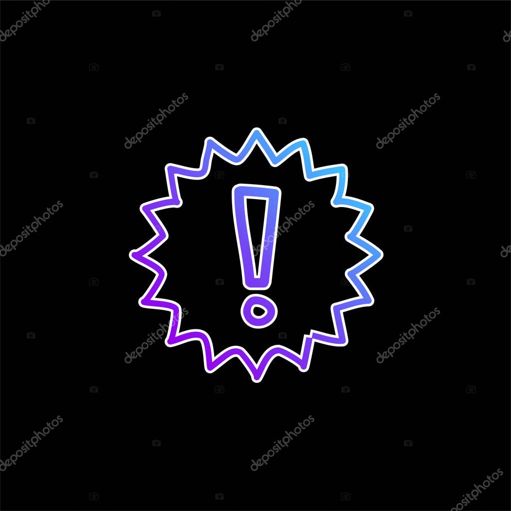 Alert Hand Drawn Symbol blue gradient vector icon