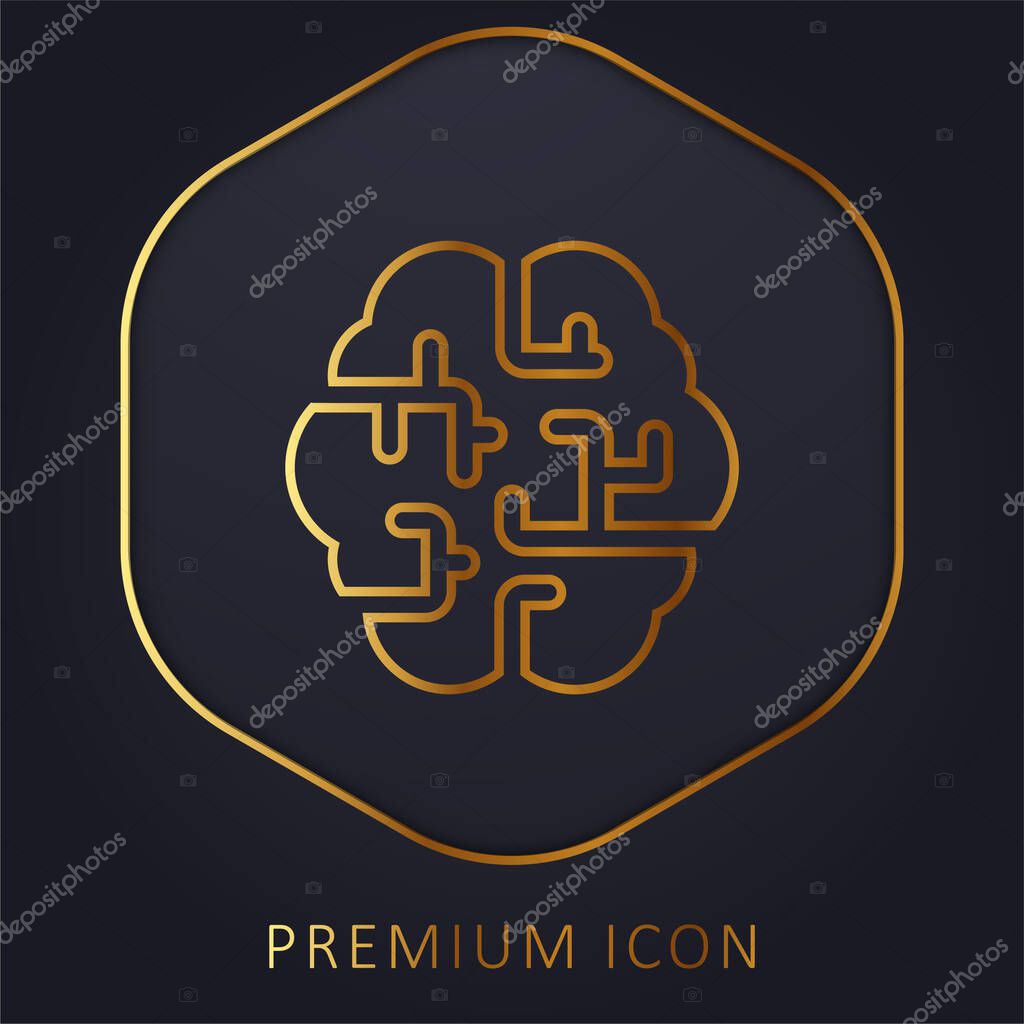 Brain golden line premium logo or icon