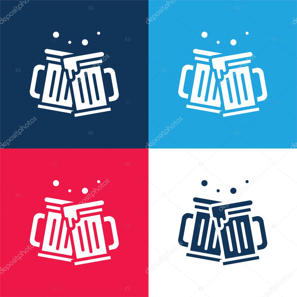 Beers blue and red four color minimal icon set