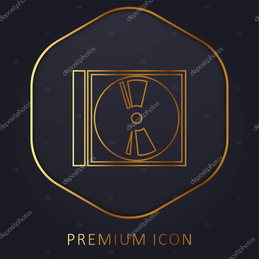 Audio Disc With Case golden line premium logo or icon