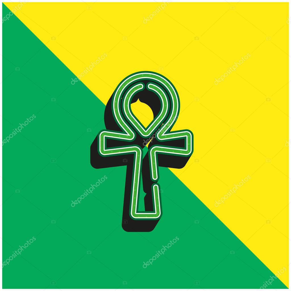 Ankh Green and yellow modern 3d vector icon logo
