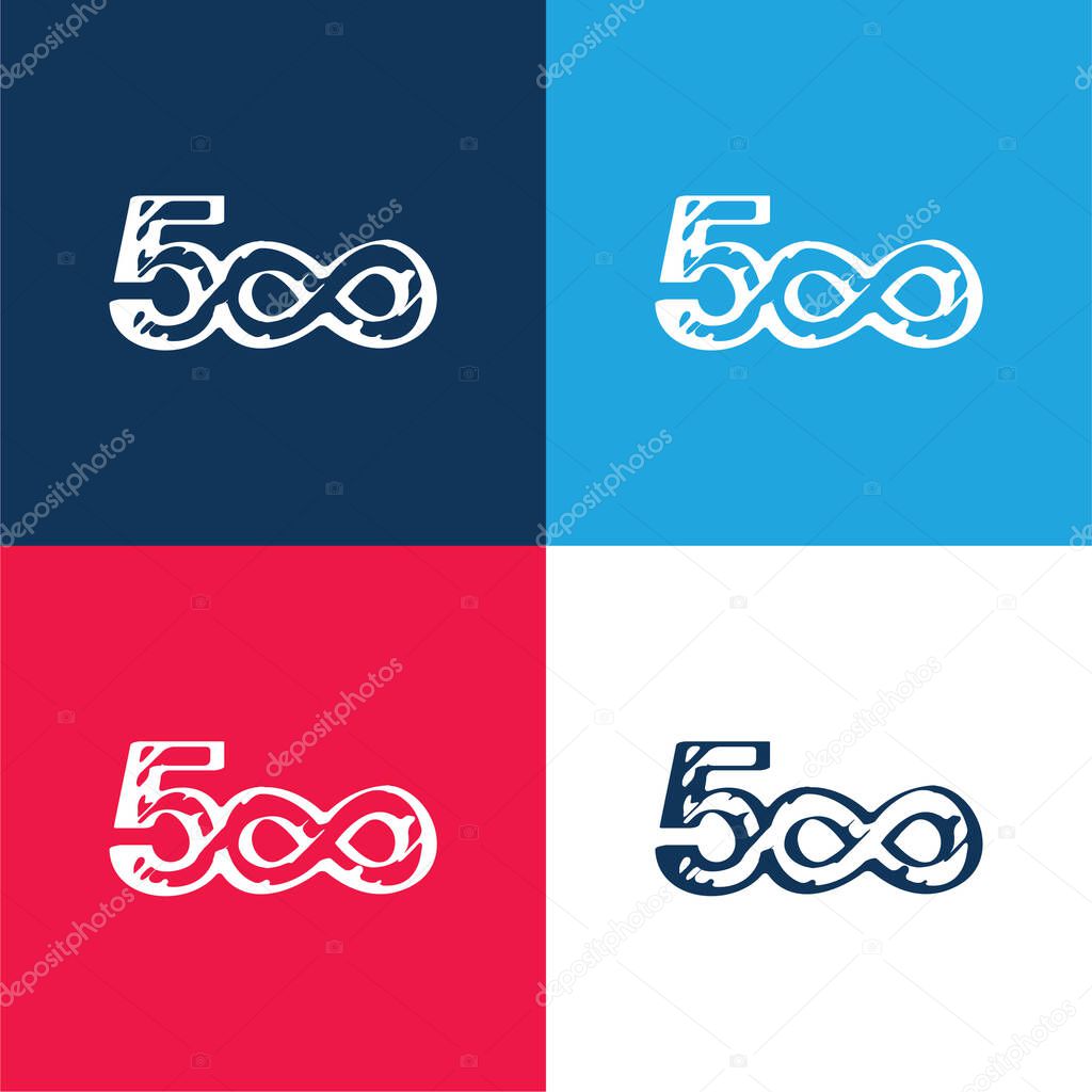 500 Sketched Social Logo With Infinite Symbol blue and red four color minimal icon set