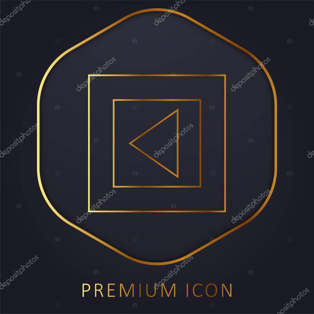 Back Arrow Triangle In Gross Square Button golden line premium logo or icon
