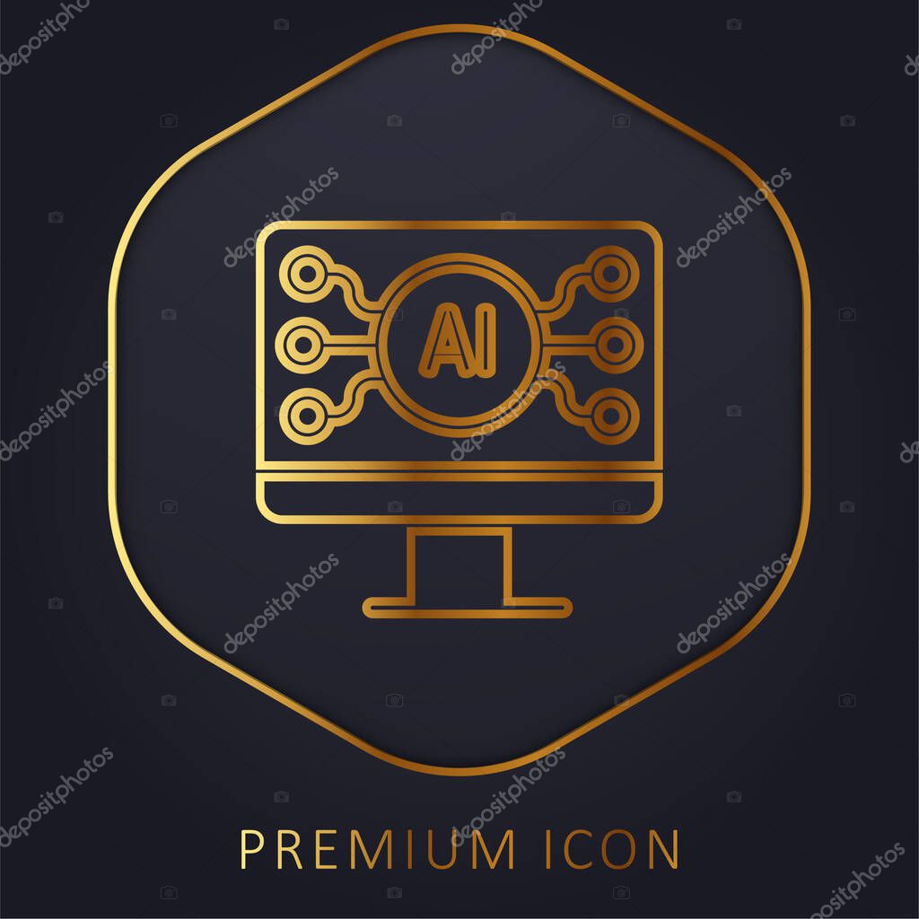 AI golden line premium logo or icon