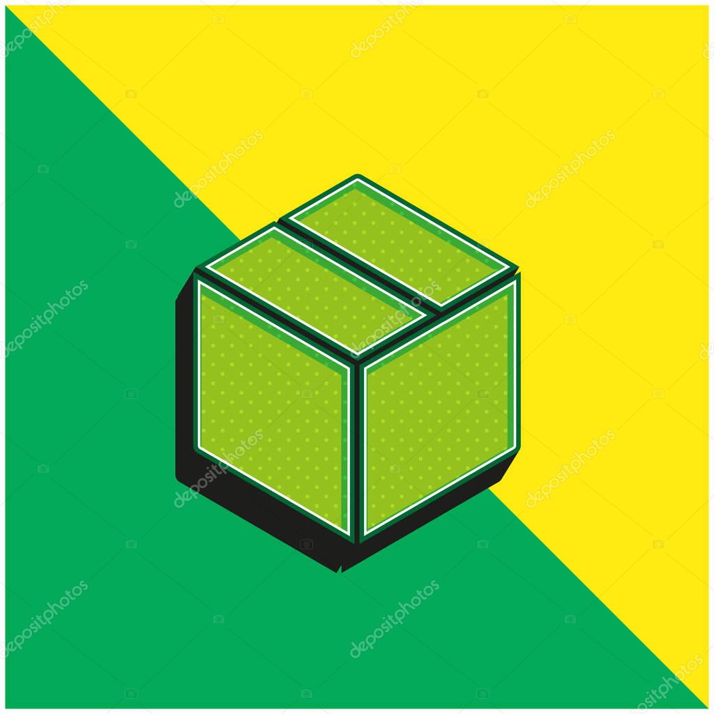 Box Green and yellow modern 3d vector icon logo