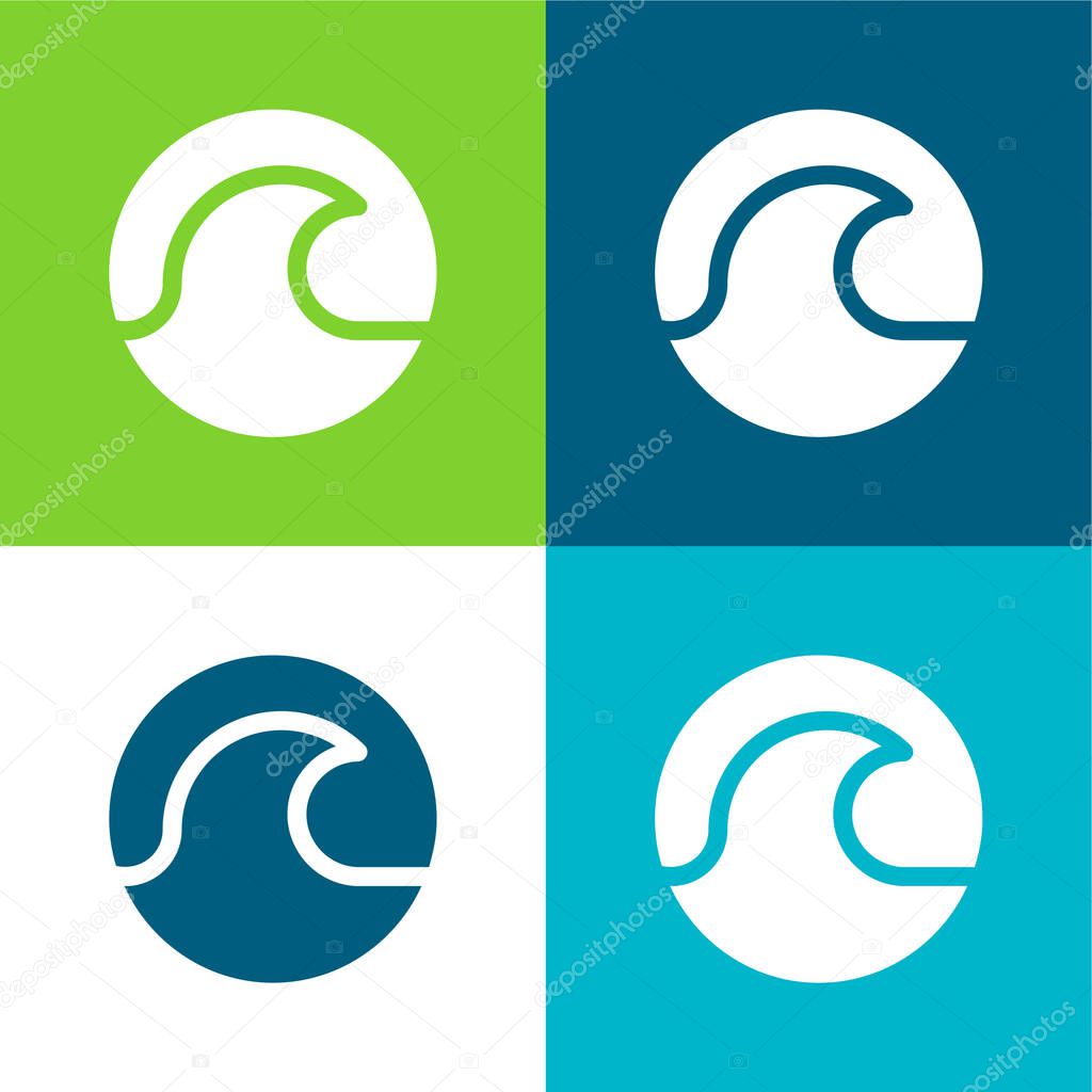 Beach Flat four color minimal icon set